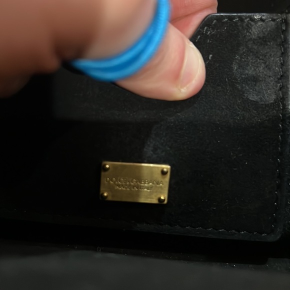 π Dolce & Gabbana black purple tan suede double handle satchel handbag π - Picture 17 of 17